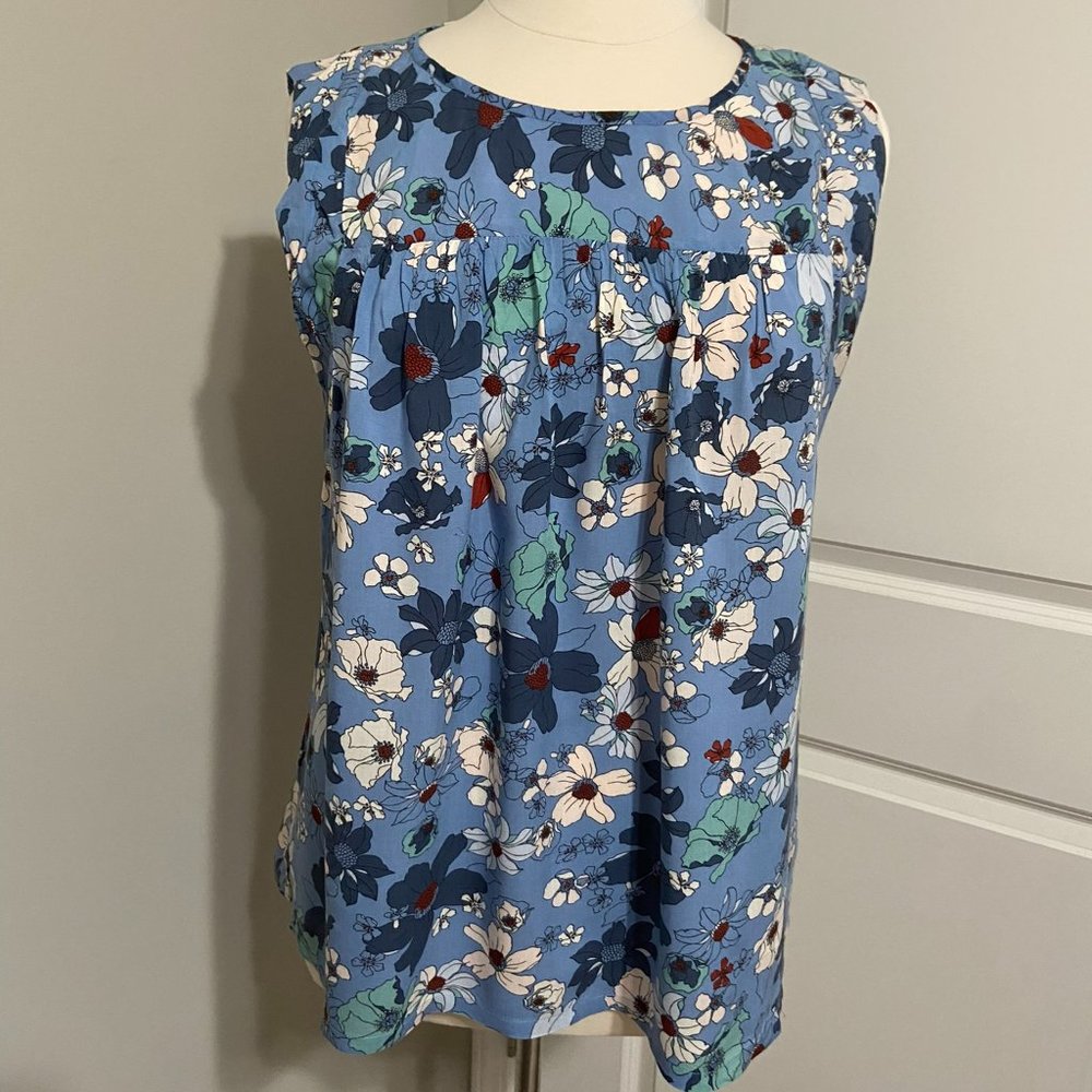 LOFT Outlet Blue Floral Babydoll Shell
